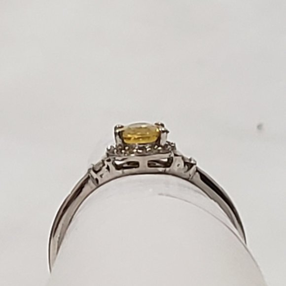 Yellow Sapphire & Diamond (.25ct) ring in Platinum over 925 Sterling 1.25ct sz 8 - Picture 6 of 6